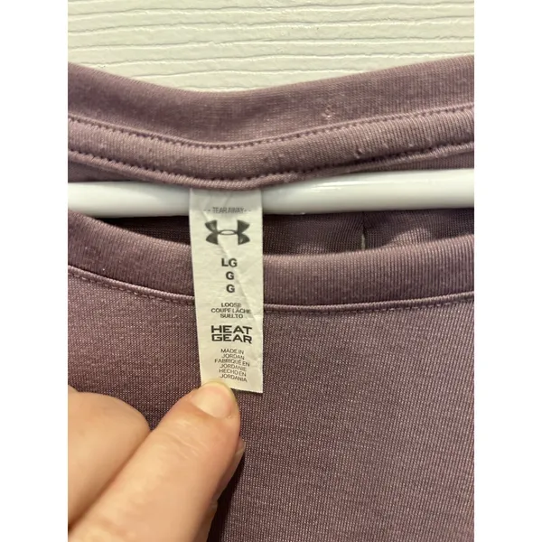 Under Armour HeatGear Women‎ Large Mauve Open Back Short Sleeve Training T-Shirt - Image 3