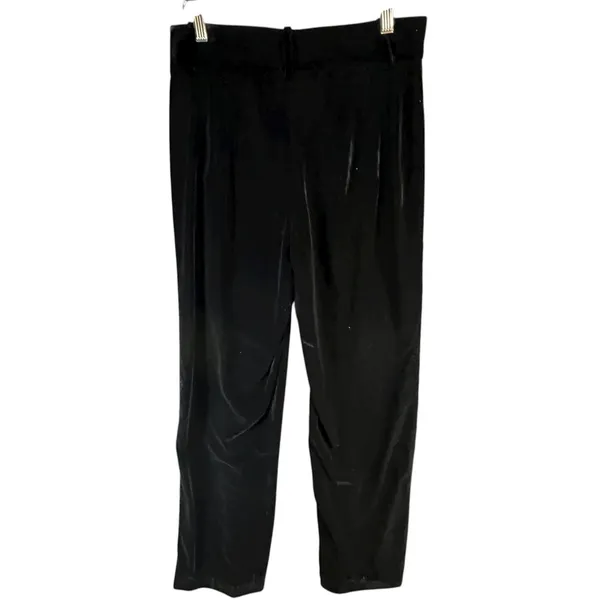 Zara Velvet Pants Womens S Black Straight Leg Luxurious Soft Trouser Retro Chic‎ - Image 4