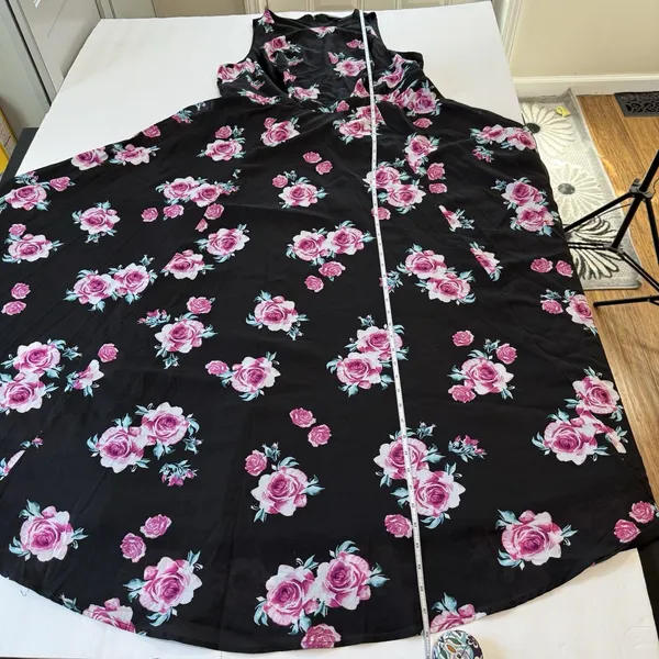 Torrid Black Pink Floral Georgette Sleeveless‎ Maxi Dress Size 16 - Image 11