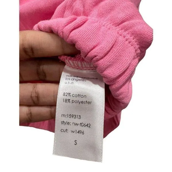 Naked Wardrobe NEW Women Small Pink Crop Long Sleeve Sweatshirt Hoodie - Image 4