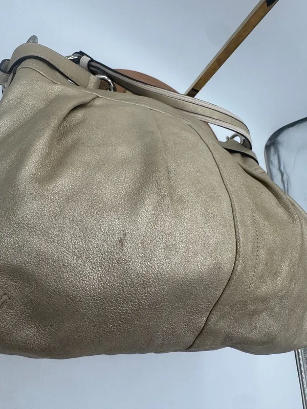 Coach Vintage Metallic Gold Pleated Hobo Bag Y2K Leather Shoulder Bag - Image 7