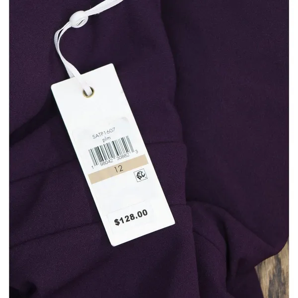 Siena Womens Side-Gathered Dress Removable Straps SATP1607 Plum Purple 12 - Image 4