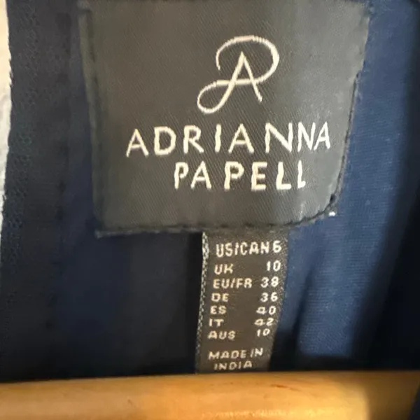 Adrianna Papell Navy Blue Sleeveless Blouson Beaded Cocktail Formal Gown Size 6 - Image 11