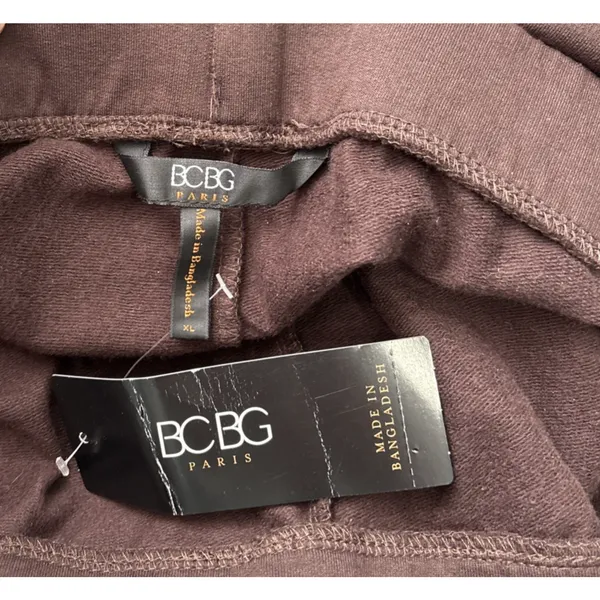 BCBG Tasha Wide Leg Sweat Pants Size XL Dark Brown French Terry Lounge Comfort - Image 5