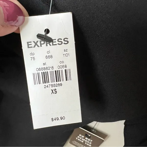 Express NWT Black Puff Sleeve Bodysuit V Neck Ruched Size XS Thong Body Suit - Image 5