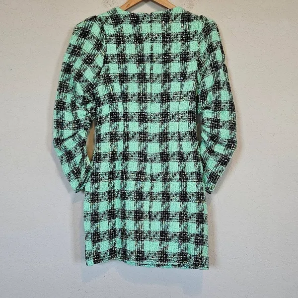 Atoir Leave Me Be Dress Aspen Green Plaid Tweed Mini Dress XS NWT Ruffle - Image 3