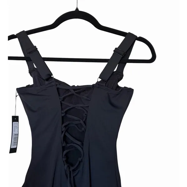 TA3 Lifty One Piece Swimsuit Black Corset Lace Up Sculpting Small NWT - Image 8