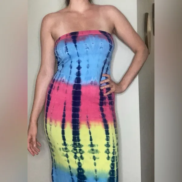 Heart & Hips Bodycon Tie-Dye Maxi Tube Dress Size Large - Image 4