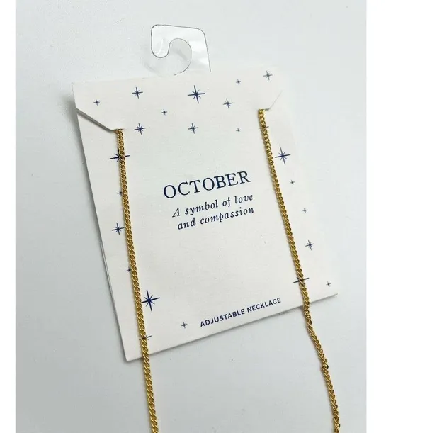 NWT Halos & Glories Gold Tone October Birth Month Birth Stone Pendant Necklace - Image 3