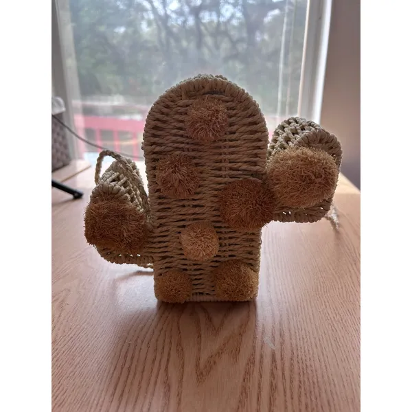 New Women’s Savanna Straw Cactus 🌵Handbag👜Purse Snap Closure Natural 7.5”x7.5” - Image 6