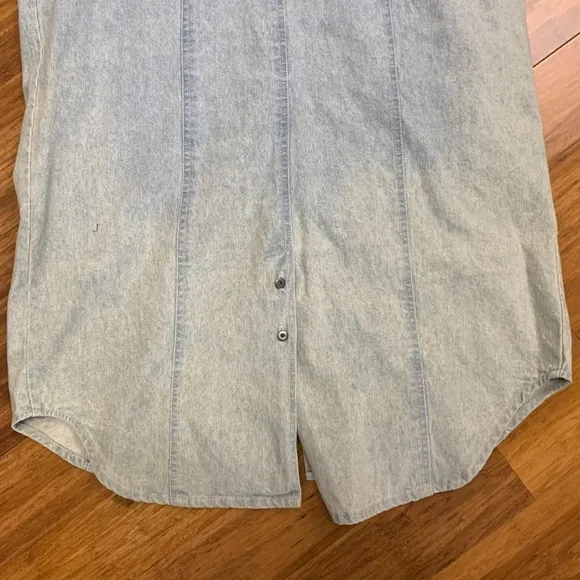 Vintage Jag‎ Denim Dress Womens Small Blue Long Sleeve Button Front Light Wash - Image 6