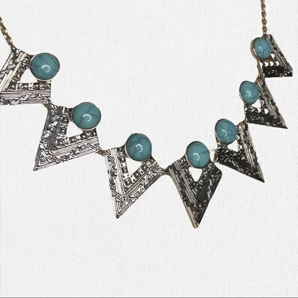 Cool silver and turquoise stone necklace Silver - Image 7