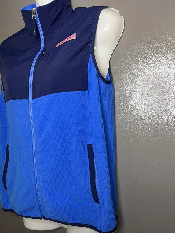 Vineyard Vines Vest Womens Large Blue Fleece Full Zip Windbreaker 300042 - Image 7