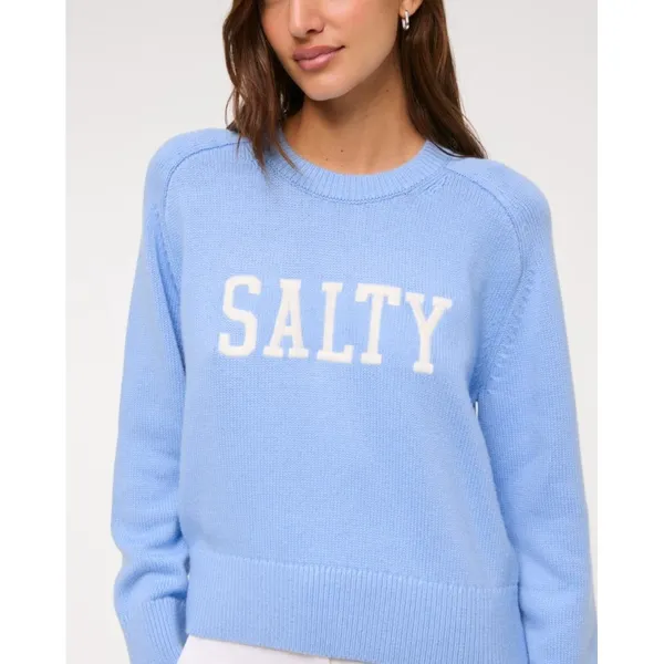 Abercrombie & Fitch Sweater Salty Large Blue Graphic Crewneck Coastal Preppy - Image 2