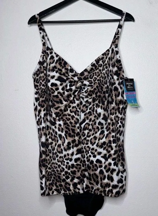 Swim Solutions Plus Size Knotted Flyaway Fauxkini One-Piece Swimsuit Size 20W - Image 3