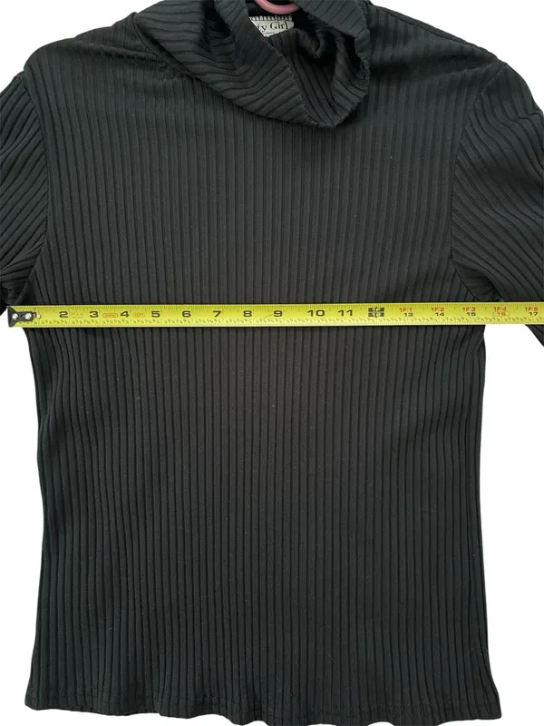Vintage 90’s Pretty Girl Y2K Black Ribbed Turtleneck Sweater Women’s Size XL - Image 4