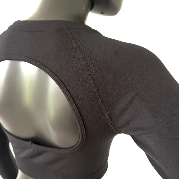 Gym Top T-shirt Crop Top Blouse Cover Up Tee Long Sleeve Sport Tee Slim Fit Top - Image 5