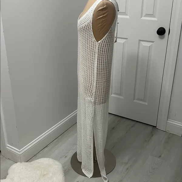 Zara White Crochet Cover Up Maxi Dress - Image 7