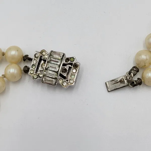 Vintage Womens Double Strand Faux Pearl Necklace 28" Cream Fashion Accessories - Image 9