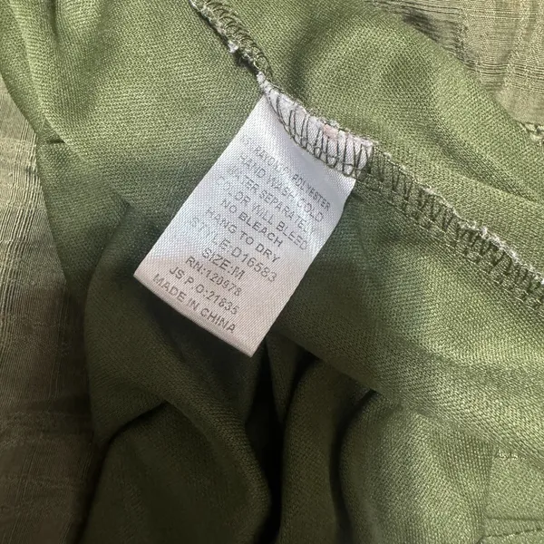 Entro Ruffle‎ Tiered Dress Sz M Cottagecore olive green gauzy FLAW - Image 8