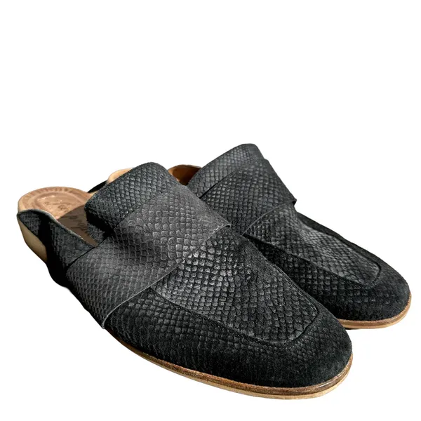 Free People At Ease Loafers Leather Slip On Square Toe Stacked Heel Black 10.5 - Image 2
