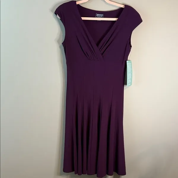 NWT American Living‎ Elegant Purple Plum Women's Dress 8 Empire Waist A-Line - Image 2