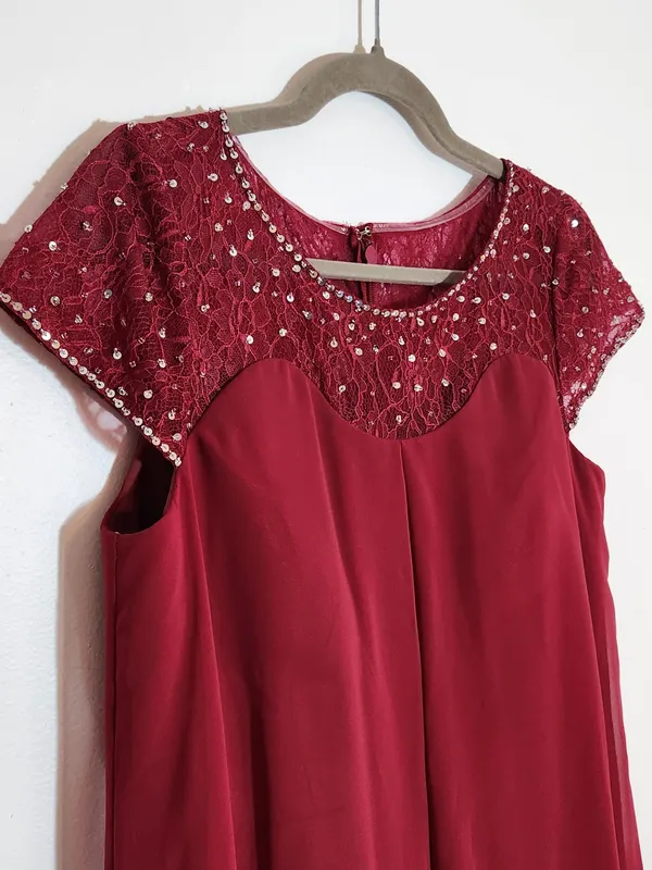 Azazie Wine Burgundy Tess Mother of the Bride Dress Size A10 Medium - Image 4