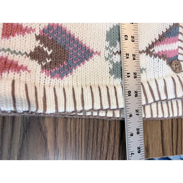 Vintage 90s Southwestern Sweater Vest Geometric M Fall‎ Autumn Cabin Core - Image 12