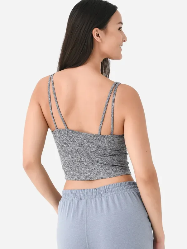 Vuori Women's Halo Performance Crop Tank in Heather Gray - Image 2