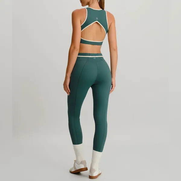 Berlook Dark Green Round Neck Line Tank Top - Image 5