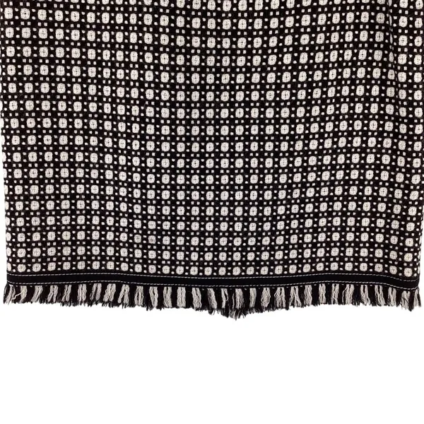 Harolds Womens Skirt Size 2 Wool Pencil Black & White Geometric Fringe Hem - Image 3
