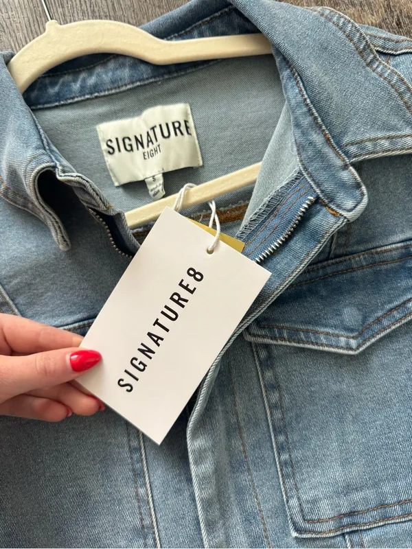 Signature 8 Light Blue Denim Jumpsuit Overalls - Women's Short Sleeve - Image 5