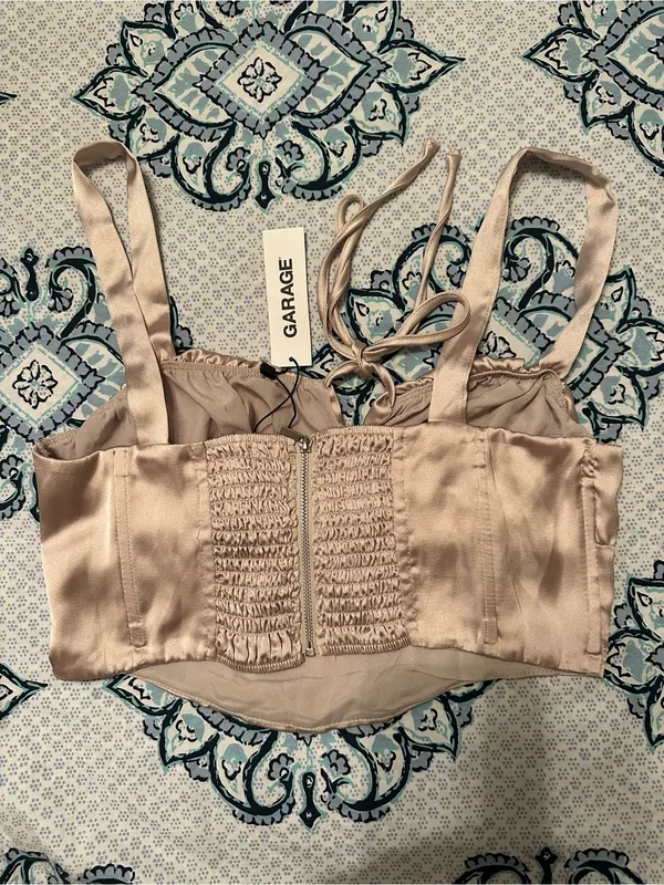 Garage Satin Blush Pink Cropped Bustier Top - Image 2