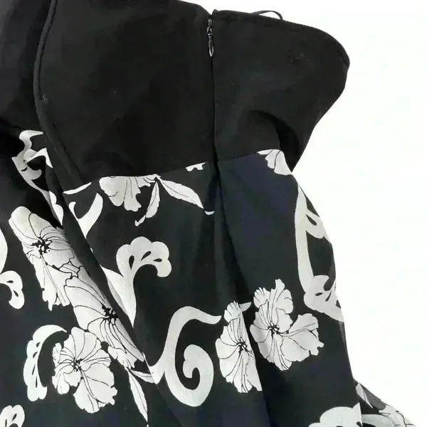White House Black Market Women's Halter Neck Floral Dress Size 8 Black‎ - Image 2