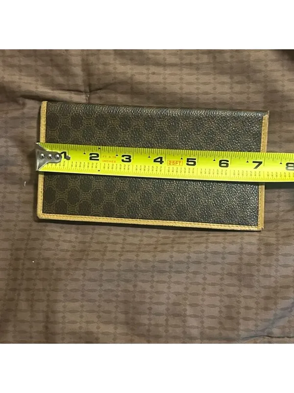 vintage Celine Macadam canvas long bifold wallet with leather trim. - Image 14