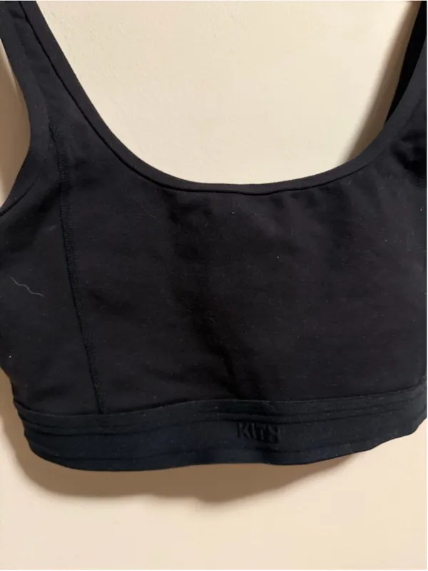 KITH Laila Double Scoop Black Sport Lounge Bra Logo Tape- Size Medium - Image 4
