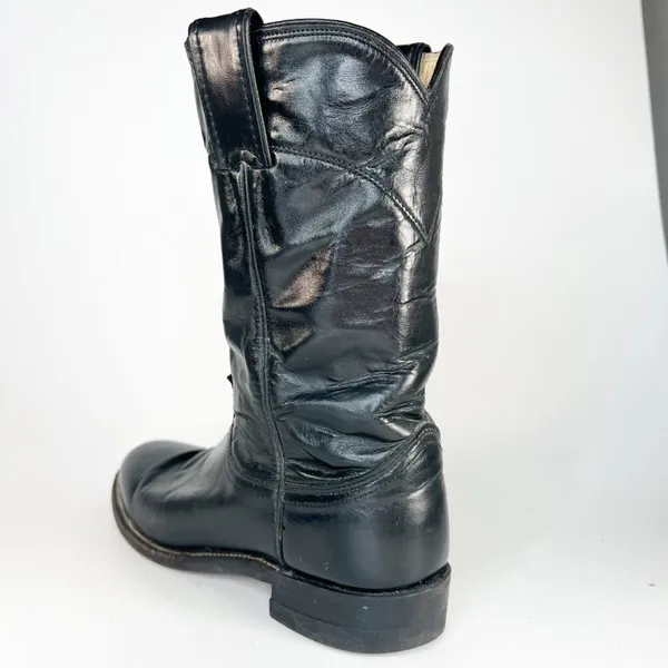 Justin Boots Original Roper Black Leather Western Cowboy Boots Women 6 - Image 10