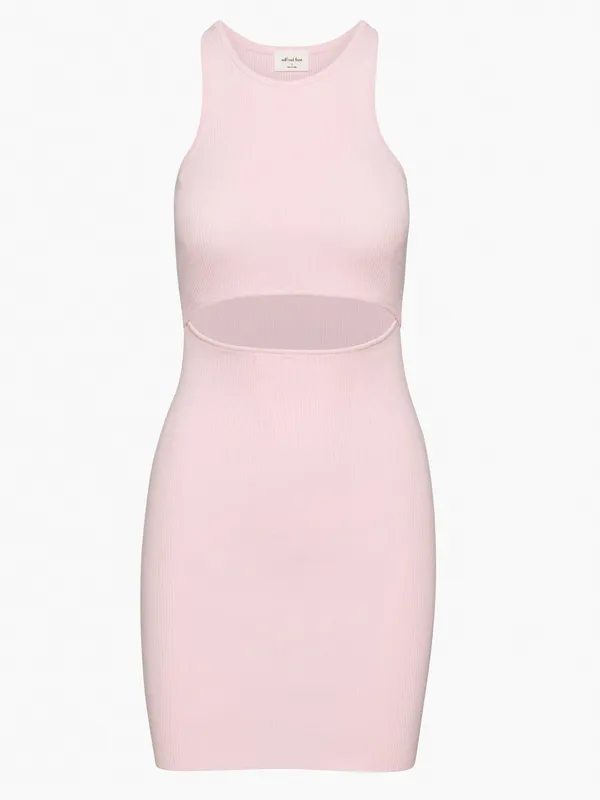 Aritzia Pink Ribbed Tank Dress with Front Cutout SZ MEDIUM - Image 7