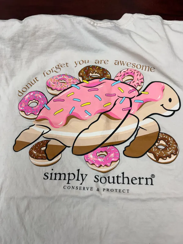 Simply Southern Donut Turtle Beige Short Sleeve Tee Size Large - Image 4