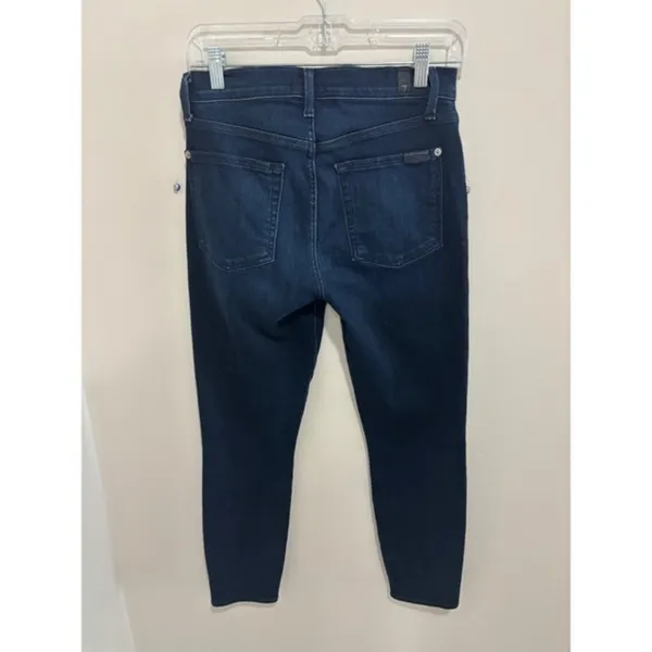 7 For All Mankind Womens High Rise Skinny Jeans Dark Indigo‎ Blue Size 28 - Image 8
