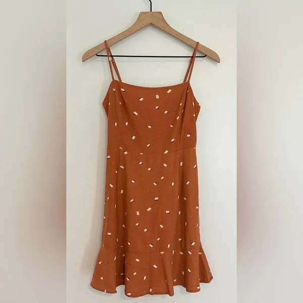 COAST | Woman's Burnt Orange Square Neck Sleeveless Confetti Mini Dress, Size‎ S - Image 2