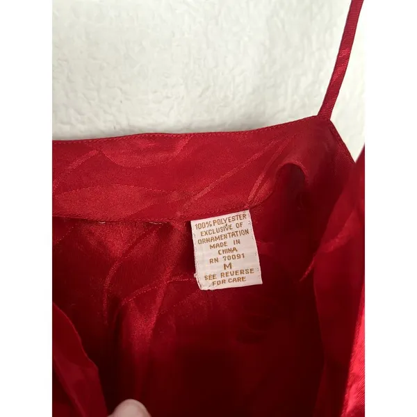 Victoria's Secret Vintage Gold Label Satin Night Gown Women's Red Tulip Tassel - Image 4