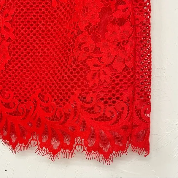 For Love & Lemons Red Lace Mini Skirt Womens S Girly Coquette Romantic Stretch - Image 6