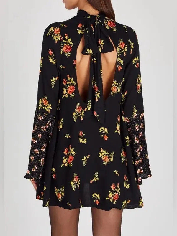 🆕Free People Tate Floral-Print Tunic Dress Black Combo XL🆕 - Image 2
