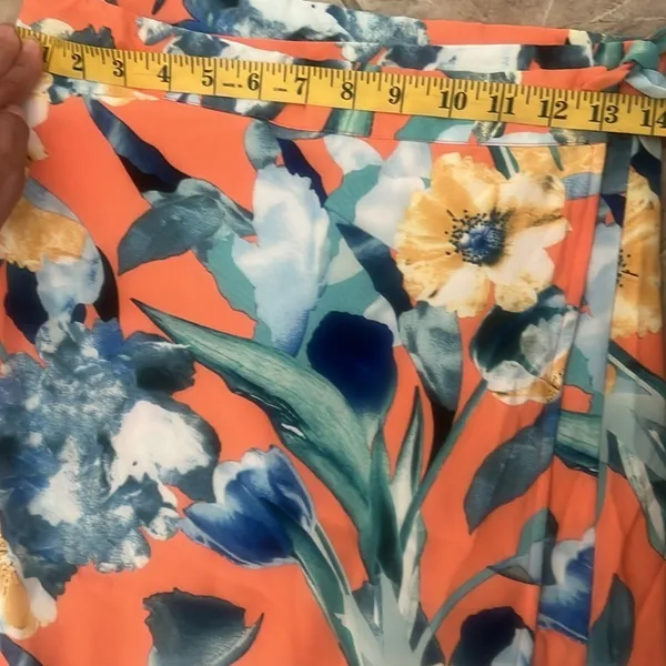 NWT Luxxel Floral Tropical Tiered Maxi Skirt Coral Blue Size Small - Image 6