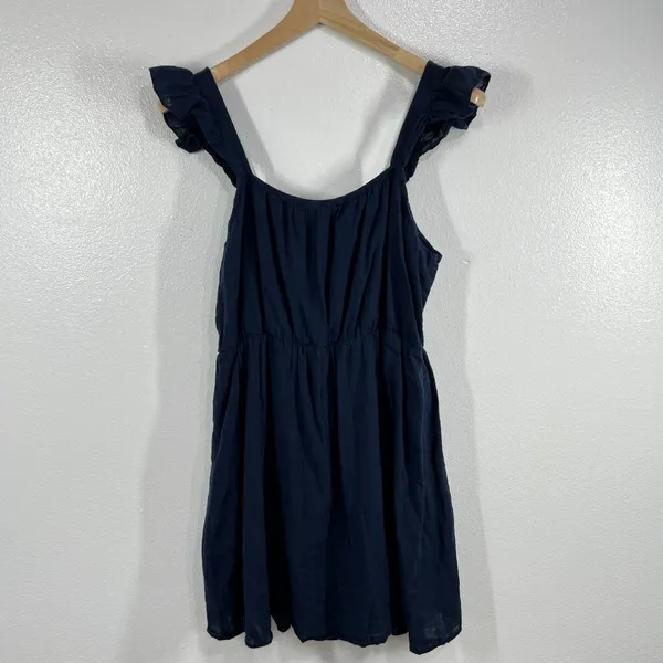 Miss‎ Me Navy Boho Embroidered Ruffle Strap Mini Dress Women's Large Lined Rayon - Image 3