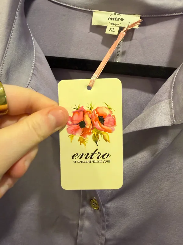 Entro Satin Long Sleeve Button Up Top Purple - Image 6