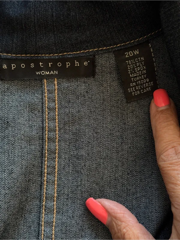 Apostrophe Woman Dark Wash Denim Jacket Size 20W Button Front Stretch Plus Size - Image 11