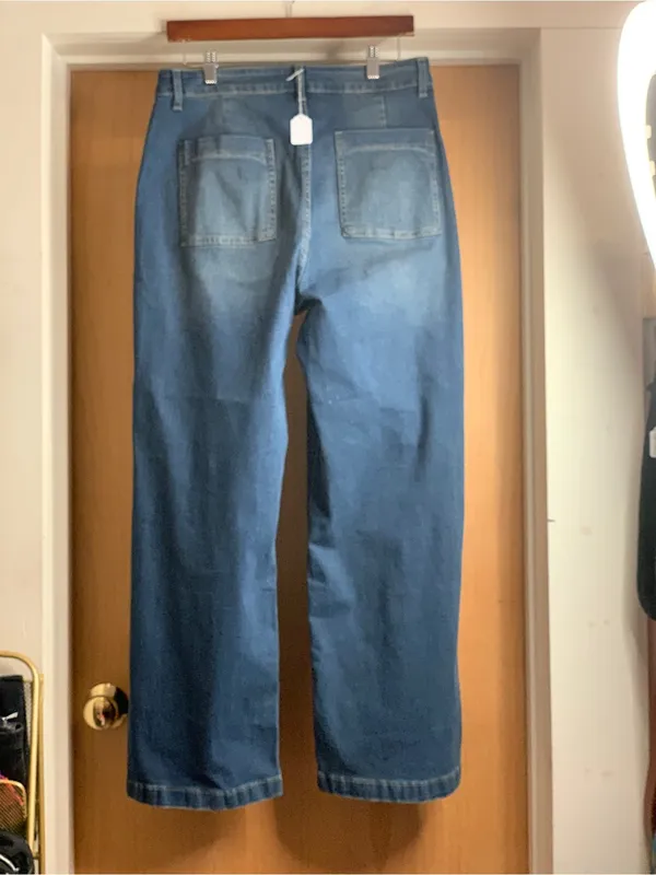 Unknown Brand Classic Wide-Leg High-Rise Jeans - Blue Size-X-large Skater Wide - Image 3