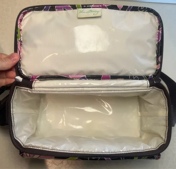 RETIRED: Vera Bradley | women’s Purple Punch pattern vinyl lunchbox. - Image 9